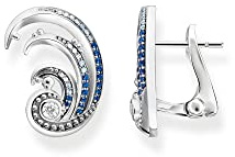 THOMAS SABO Ohrclip Welle mit blauen Steinen 925 Sterlingsilber, Geschwärzt