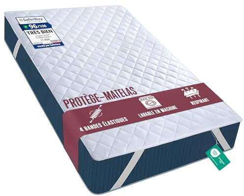 Protector Colchon 150x200 cm, Acolchada Bandas elasticas, Funda de colchon | Protector de colchón acolchado con correas elásticas en las esquinas, calidad hotelera, fibra virgen, Oeko-Tex Utopia Bedding