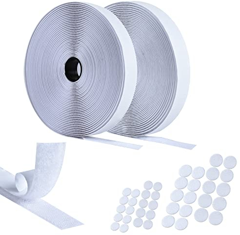 AIQInu Feltro Adesivo Forte Biadesivo (Bianco, 10M*20MM + 20 Paia)