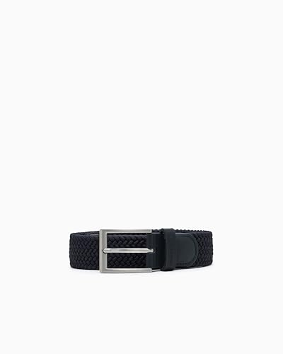Armani Exchange Cintura da uomo intrecciata, blu scuro, 80, Navy scuro, 80 cm