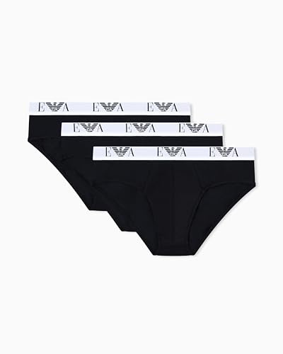 Emporio Armani Man's Bold Monogram - Confezione da 3 Slip da Uomo, Taglia XL, Colore: Nero, Nero/Nero/Nero, XL