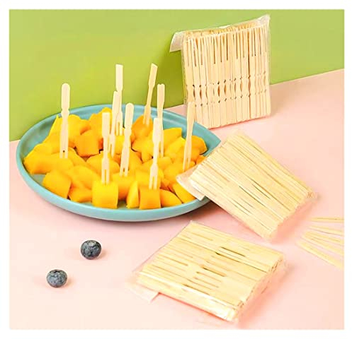 Tenedores de bambú, 3.5 pulgadas, 400 piezas, mini pinchos de comida para aperitivos, frutas, pastelería, postre, guarnición, sándwich (400 piezas)