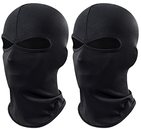 MIVAIUN 2 Stücke Sturmhauben mit 2 Löchern, Lycar Schwarz Motorradmaske, Skimaske, Balaclavas, Fahrrad Gesichtsmaske für Herren und Damen, Dünn Atmungsaktiv, für Draußen Sport (Schwarz)
