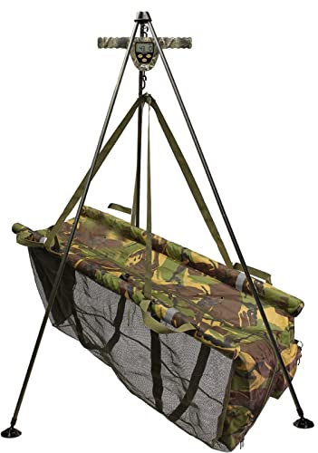 DNA Leisure Carp Fishing Weighing Tripod System with Camo Sling Digital Scale 110lb/50kg