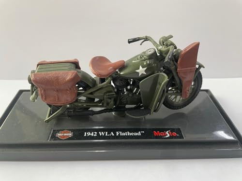 MAISTO - Moto Militaire Harley Davidson Cycles de 1942 - WLA Flathead - Véhicule Miniature à l'échelle 1:18 - Jouet pour Enfant - à Collectionner à partir de 3 Ans