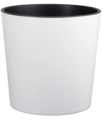 Tymar Blumentopf mit Einsatz, Gross Blumenkübel aus Kunststoff, Übertopf, Runde Form, Innen- und Außenbereich (Weiß; ø 25 cm)