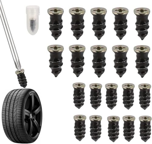 Set 10 viti con mastice gomma Kit Riparazione Pneumatici Auto Sottovuoto, Kit Gomme Riparazione per Moto Camion Bici scooter ciclomotori