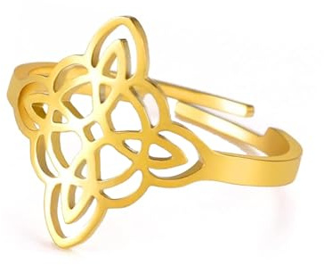 unift Hexenknoten-Herz-Ring für Damen aus Edelstahl, keltischer Liebesknoten-Öffnungsring, irische Schmuckgeschenke
