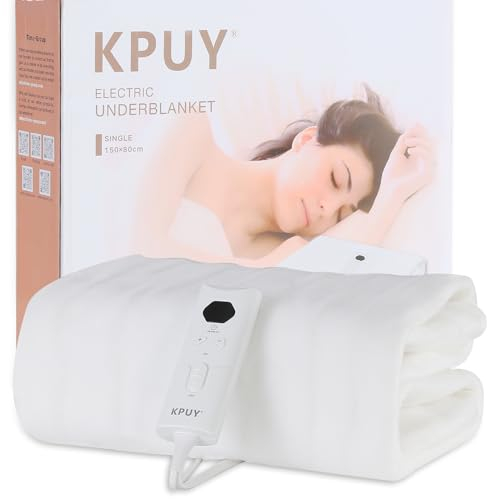 KPUY Premium Comfort Elektrische Heizdecke Single - 10 Wärmestufen - LED-Anzeige - Schnelle Aufheizung - Überhitzungsschutz - Maschinenwaschbar - Einfach anzubringende Gurte - 150 x 80 cm