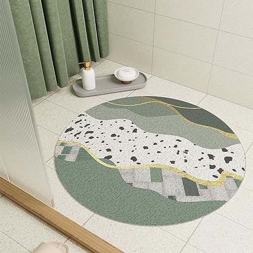 Runde Duschmatte, 50 cm, Luffa-Badematte für Badezimmer, Innendusche, rutschfest, Anti-Schimmel, PVC-Badewannenmatte mit Abfluss, schnell trocknend, Nassbereich, Dusche, Badematte