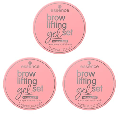 Essence brow Lot de 3 gels lifting pour sourcils, transparent, durable, définissant, fixant, translucide, végétalien, sans particules de microplastiques, sans nanoparticules, sans parfum, 3 x 12 g