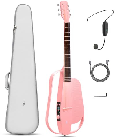 Enya NEXG SE Elgitarrset – professionell rosa elektrisk akustisk kolfibergitarr på 96,5 cm (38 tum), med smart ljud, för vuxna, barn och nybörjare, rese- och konsertgitarr, för fest och som gåva