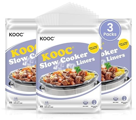 KOOC Slow Cooker Liners, 30 Count Small Size Disposable Liners, Fits 0.65QT-1.25QT, BPA Free, 8x 11