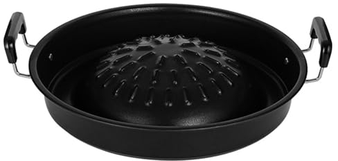 ASIAD Pan De Grill BBQ Coréen Thaï, Plaque De Grill À La Grill Coréen Assiette De Poêle Non-Cadeau De Camping pour Les Grillades À La Maison Barbecue Topper Pan,Noir,30cm