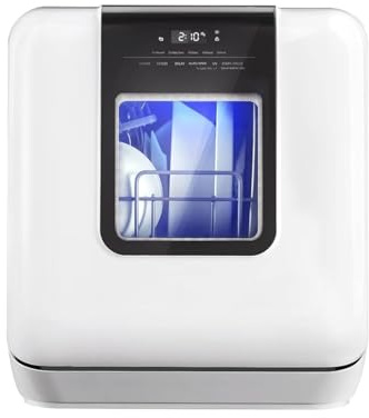 Lave-vaisselle portable avec réservoir d'eau intégré de 6 L, mini lave-vaisselle avec plus d'espace à l'intérieur, 7 programmes