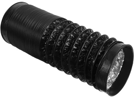 Black Flexible Aluminum Foil Dryer Vent Hose 100mm Standard | Pvc Reinforced Build, Air Duct Use for Extractor Fan Setups, Compact Profile with Home Decor Friendly Appearance