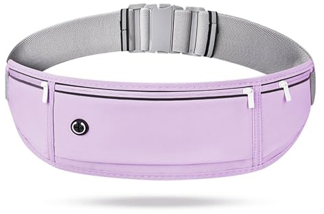Lrikas Laufgürtel für Handy, Wasserdicht Lauftasche für Damen und Herren, Läufer-Hüfttasche mit 3 Taschen, Nicht Verschieben Handytasche Joggen zum Radfahren, Fitness, Spazierengehen (Violett)