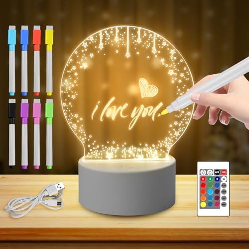GOMETY Led Acryl Nachtlicht, LED Kreative DIY Lampe Mit Fernbedienung und löschbarer Stift, Personalisiertes Nachtlicht für Babys, LED Kinder Nachttischlampe für Kindertag Geschenk, Available as Memo
