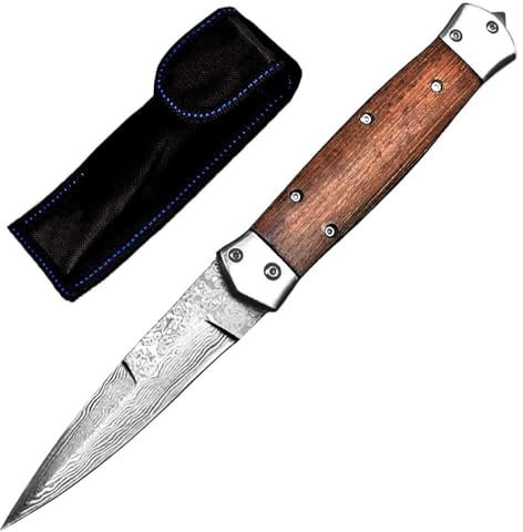 Slim Klappmesser camping taktisches taschenmesser damascus tanto edc Damaskus edelstahl messer Faltbar scharf klein outdoor messer survival Jagdmesser einhandmesser Holzgriff,geschenk für männer