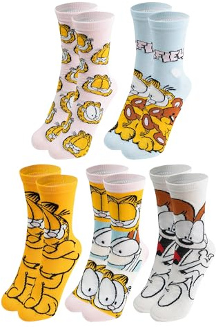 United Labels Garfield strumpor för kvinnor – damsneakers strumpor 38–43 (5-pack), flerfärgad, 38-43 EU