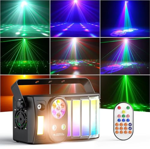 Luces de discoteca para DJ, luces de fiesta, luz LED de ojo de abeja 5 en 1 para fiestas con luz Derby RGBW, luces estroboscópicas y de patrón, DMX remoto y luz estroboscópica activada por sonido