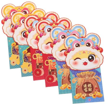 DIYEAH 6stücke Chinesische Rote Umschläge Mit Schlangen-druck Geldumschläge Für Frühlingsfest Faltbare Rote Päckchen Hong Bao Zum Neujahr