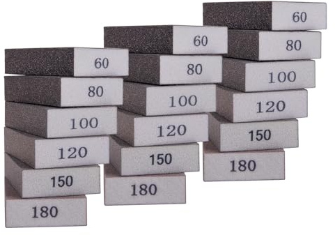 schleifschwamm holz 6 grits (60/80/100/120/150/180),schmirgelpapier holz,schmirgelpapier fein,schleifpapier wand,schleifpads für holz,schleifschwämme,schleifklotz,schmirgelpapier holz fein 18 stück