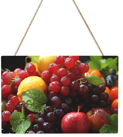 Holzkreise zum Basteln, 20,3 x 30,5 cm, Holzscheiben, frisches Obst, Holztürhänger, Schild, hängende rechteckige Holzscheiben mit Bindfaden, Holzornament für Schild, Türhänger, Zuhause, Urlaub