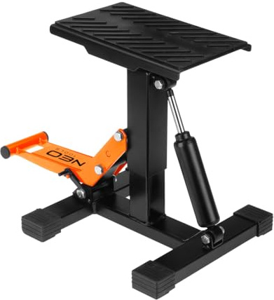 NEO TOOLS Sollevatore moto regolabile in altezza 250-460 mm cavalletto centrale con capacità di 200 kg per la manutenzione della moto, sollevatore moto con ammortizzatore, nero