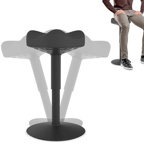 FIVMEN Ergonomischer Stehhocker Höhenverstellbar 57-82 cm Sitzhocker Bürohocker Stehhilfe mit Schwingeffekt Wackelhocker Sattelhocker Arbeitshocker für Zuhause und im Büro, Schwarz
