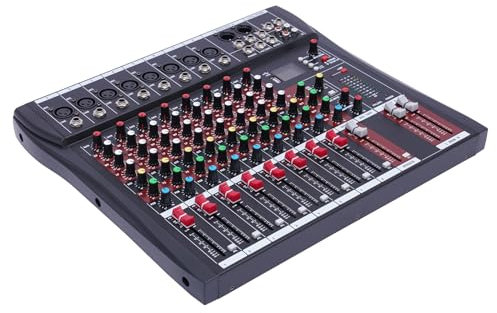 Czyurachel Audio Mixer, Mixing Console with 8-channel Microphone Input, Three-band Equalizer, Built-in Bluetooth, Mixing Desk with 48V Phantom Power, USB Slot