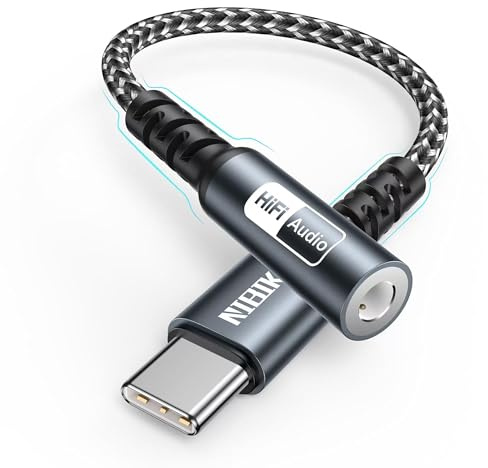 NIBIKIA Adaptateur USB C AUX Jack Adaptateur audio USB C vers jack 3,5 avec DAC Compatible avec iPhone 15/16, iPad Pro, Samsung Galaxy S25/S24/S23/S22, Pixel 9/8/7 et plus