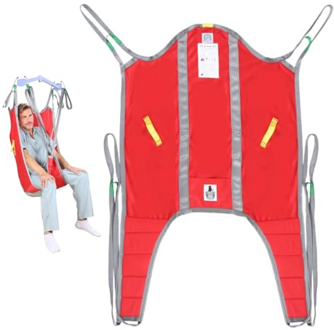 EZ Assistive Patient Hoist Sling with High Back – Universal Toileting U-Sling with Divided Leg Design, Transfer & Lifting Sling Compatible with Most Hoists,227kg Capacity(Medium)
