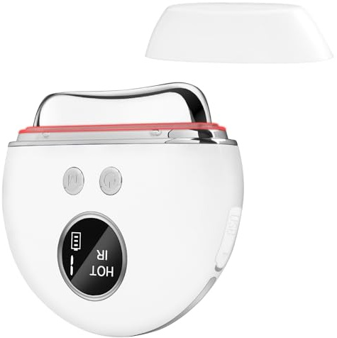 Guasha Elektrisch, KIMTAR EMS Gua Sha Gesichtsmassagegerät, LED Blau, Lila & Rotlicht Therapie 9 Intensitätsstufen EMS Gesicht, Facelift Anti Aging Schwellungsreduzierung