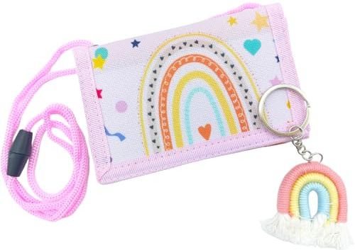 Regenbogen Brustbeutel Kinder mit Schlüsselanhänger, Geldbörse Geldbeutel