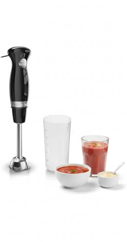 Tefal Black Collection Hand Blender, 2 Speeds, Pulse, 2 stainless Steel Blades, Powerful 450W, Anti-splash Foot, Smoothies, Soups, Mayonnaise, Sauces, Kitchen, Compact, Dishwasher Safe Parts, HB4718G0