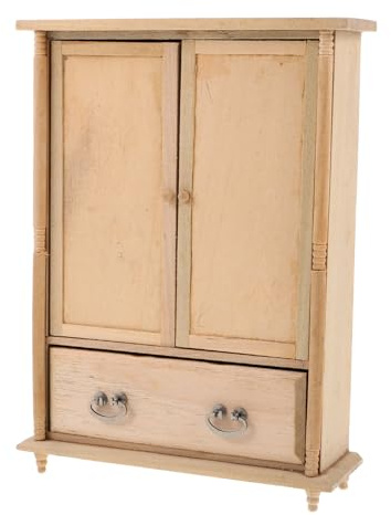 Toyvian Puppenschrank Für Puppenhausmöbel Miniatur-kleiderschrank Aus Holz Mit Doppeltür Beige Puppenhauszubehör Modellbau Heimdekoration