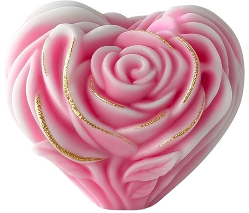 Round Rose Flower Heart Cylinder Candle & Resin Mold - Resin Casting Silicone Molds for Home Decor & Candle Making Wave Spiral Mold