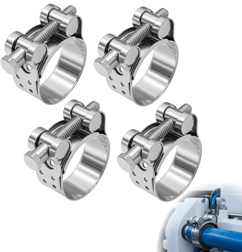 4PCS T Bolt Hose Clamps, 36-39mm Heavy Duty Stainless Steel Exhaust Pipe Clamp, Adjustable 304 Steel Tube Clamp with T-Bolt Fastener, Leakproof Band for Car, Motorcycle, Water Hose, and Air Pipe