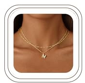 TINGN Gold Kette mit Buchstaben Damen - 14K Gold Vergoldet Doppellagige Halskette Kette mit Buchstaben A-Z Geburtstagsgeschenk Personalisierte Geschenke für Frauen Mädchen Freundin Schmuck Frauen