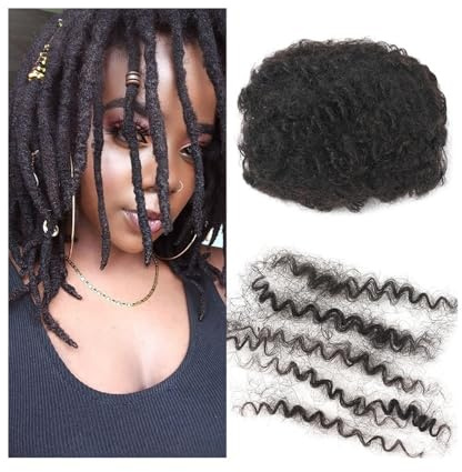 Sans nœuds Extensions de cheveux humains Afro Kinkys en vrac for Daredlocks, réparation dreadlocks, tressage torsadé(6inches)