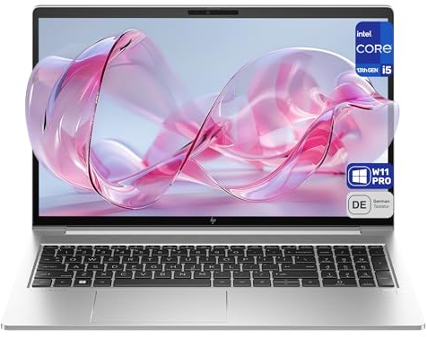 HP Elitebook 650 G10 Business Laptop, Intel Core i5-1335U, 16 GB DDR4 RAM, SSD da 512 GB, display FHD (1920 x 1080), scheda grafica Intel Iris Xe, layout tastiera tedesco, Windows 11 Pro, argento