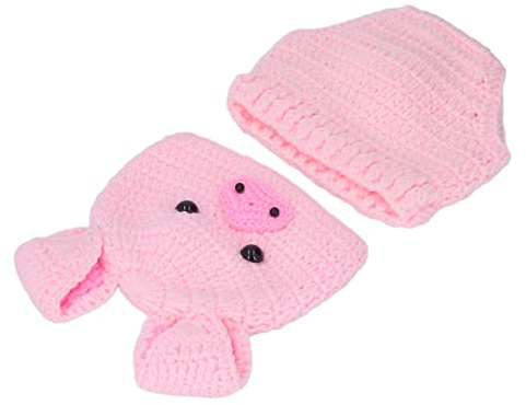 Naroote Costumes de Photographie d'animaux Mignons pour Bébés, Tenues en Fil de Laine Non Abrasif pour des Séances Photo Mémorables pour Bébés de 0 à 3 Mois, Coton (Pink)