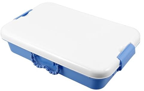 Veemoon Handliches Sandkästchen mit Deckel aus Robustem Abs Kunststoff Tragbare Sandwanne und Spielzeugaufbewahrungsbox in Tiefblau für Drinnen und Draußen