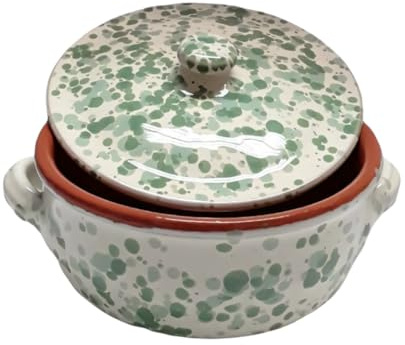 Sicignano Casseruola Terracotta 24 cm con Coperchio, Linea Familia, Made in Italy per Cucina Sana, Adatta a Forno e Gas, Salvia e Salvia Scuro