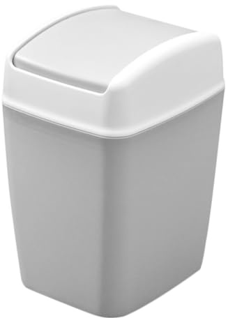 TIDTALEO Cestino con Coperchio a Ribalta in Hips per Soggiorno e Camera con Struttura Robusta e Accesso Facile, Contenitore Spazzatura Quadrato per Casa e Cucina