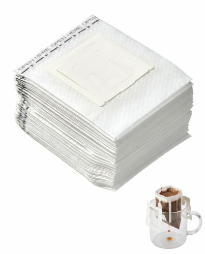 FIMWOLZ 50 unidades Bolsas de Café Drip Desechables, Filtros de Papel para Café con Ganchos Colgantes, Filtros Plegables para Café y Té, Ideales para Viajes, Hogar y Oficina