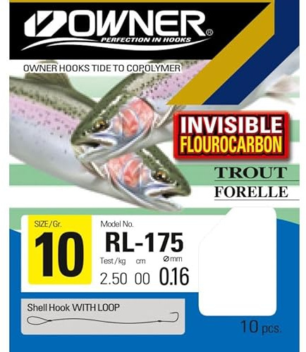 Owner Forellehaken Fluorocarbon blau 60cm - 7 gebundene Angelhaken
