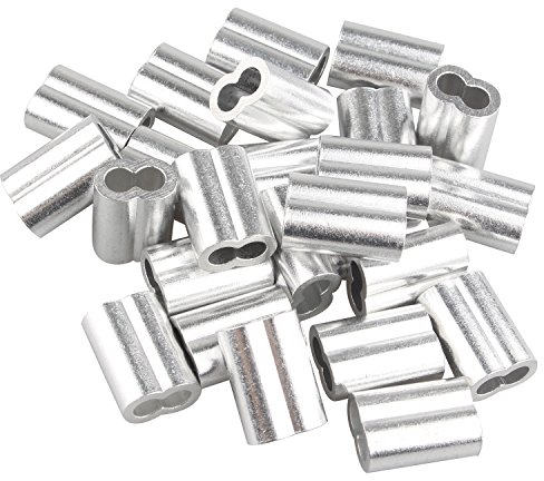 Futheda 25 pz 5.0 mm cavo fune metallica maniche alluminio clip piegatura anellini argentato con fori doppi