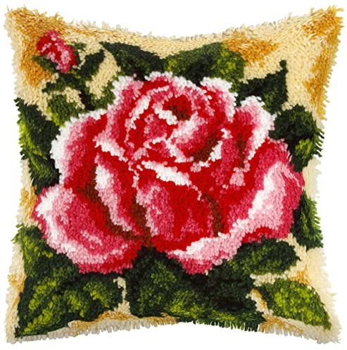 Orchidea - Knüpfkissenpackung mit Knüpfhaken - Rose - Bedruckte Stramin - 4,5 Count - Für Erwachsene - 30.4085